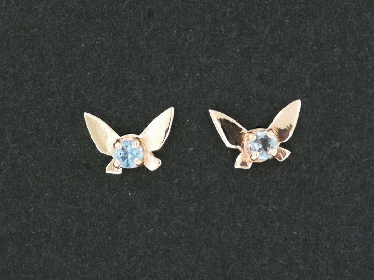 Legend of Zelda Navi Fairy Earrings in yellow gold, Legend of zelda earrings, legend of zelda navi gemstone stud earrings, Legend of Zelda gold stud earrings