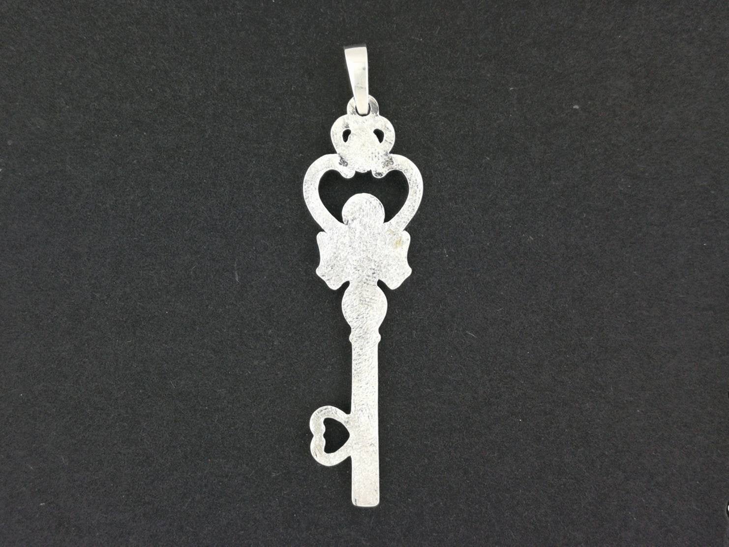 Time Key Pendant in Sterling Silver or Antique Bronze, Magical Girl Anime Pendant, Silver Key Pendant, Space Time Key Pendant, Space Time Key, Anime Silver Pendant, Anime Gemstone Pendant, Silver Key Pendant, Gamer Girl Jewelry, Gamer Girl Pendant