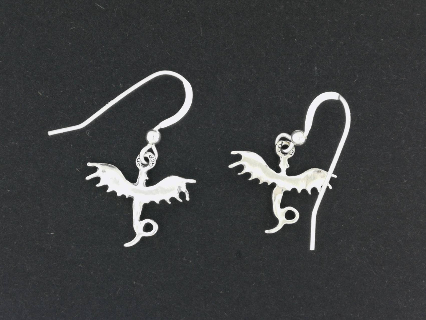 Flying Dragon Dangle Earrings in Silver or Bronze, Dragon Earrings for Him and Her, Flying Dragon Jewellery, Small Dragon Jewelry, Dragon Lover Earrings, Silver Dragon Earrings, Silver Dragon Jewelry, Dragon Earrings In Sterling Silver