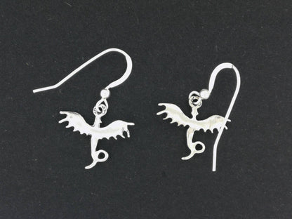 Flying Dragon Dangle Earrings in Sterling Silver or Bronze