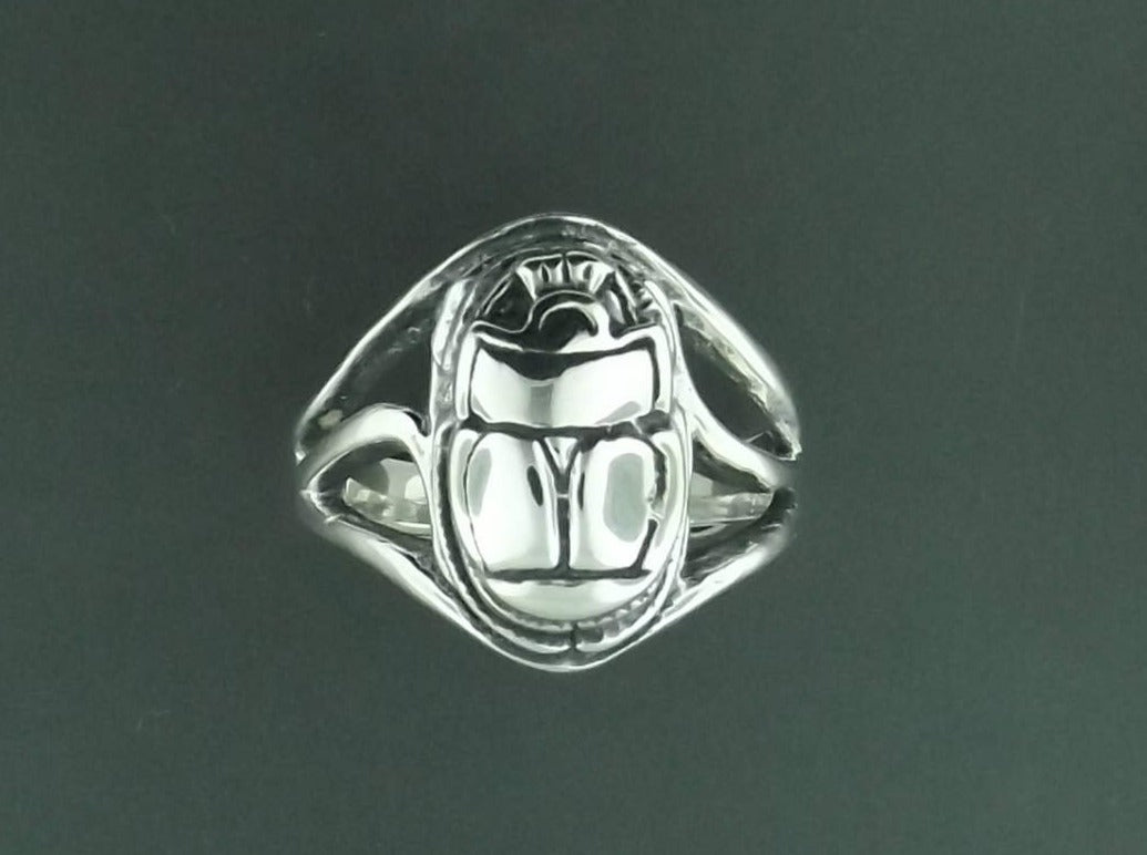 Egyptian Scarab Ring in Sterling Silver or Antique Bronze, Mid Century Egyptian Scarab Ring, Scarab Beetle Ring, Ancient Egyptian Style Ring, Silver Scarab Ring, Silver Egyptian Scarab Ring, Silver Beetle Ring, Ancient Egyptian Ring, Silver Bug Ring
