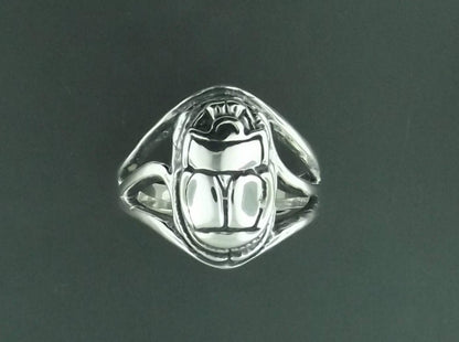 Egyptian Scarab Ring in Sterling Silver or Antique Bronze
