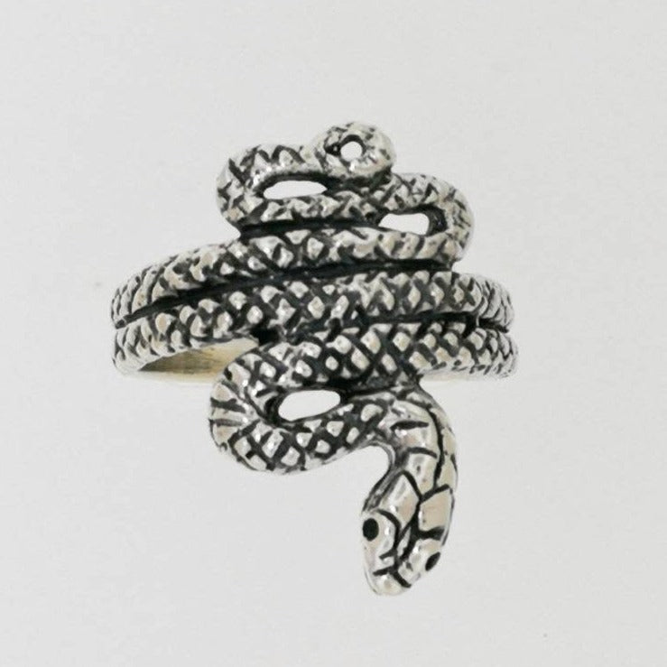 Bague serpent enroulé en argent sterling ou bronze antique