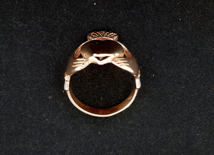 Mens Large Claddagh Ring in Sterling Silver or Antique Bronze