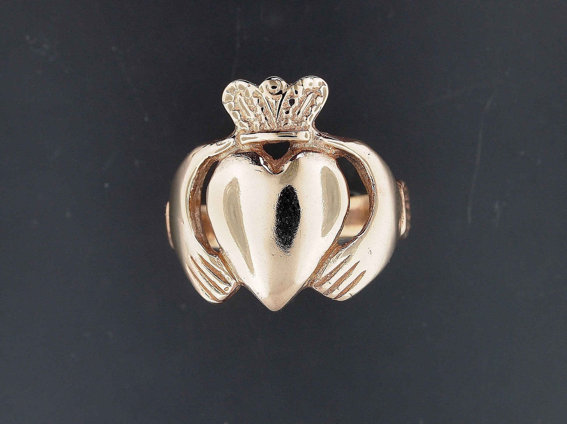 Mens Large Claddagh Ring in 925 Silver or Bronze, Irish Cletic Claddagh Ring Gift for Him, Irish Celtic Love Ring, Traditional Claddagh Ring, Hands Heart Crown, Irish Celtic Antique Bronze Ring, Claddagh In Antique Bronze, Claddagh Ring For Men