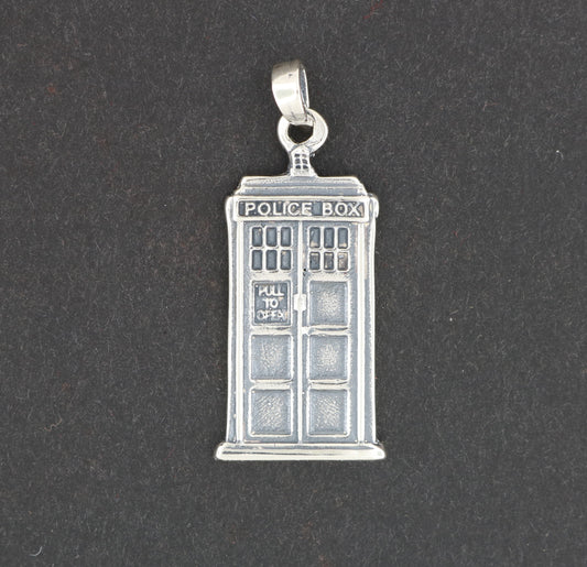 Tardis Charm Pendant from Dr Who in Sterling Silver or Antique Bronze