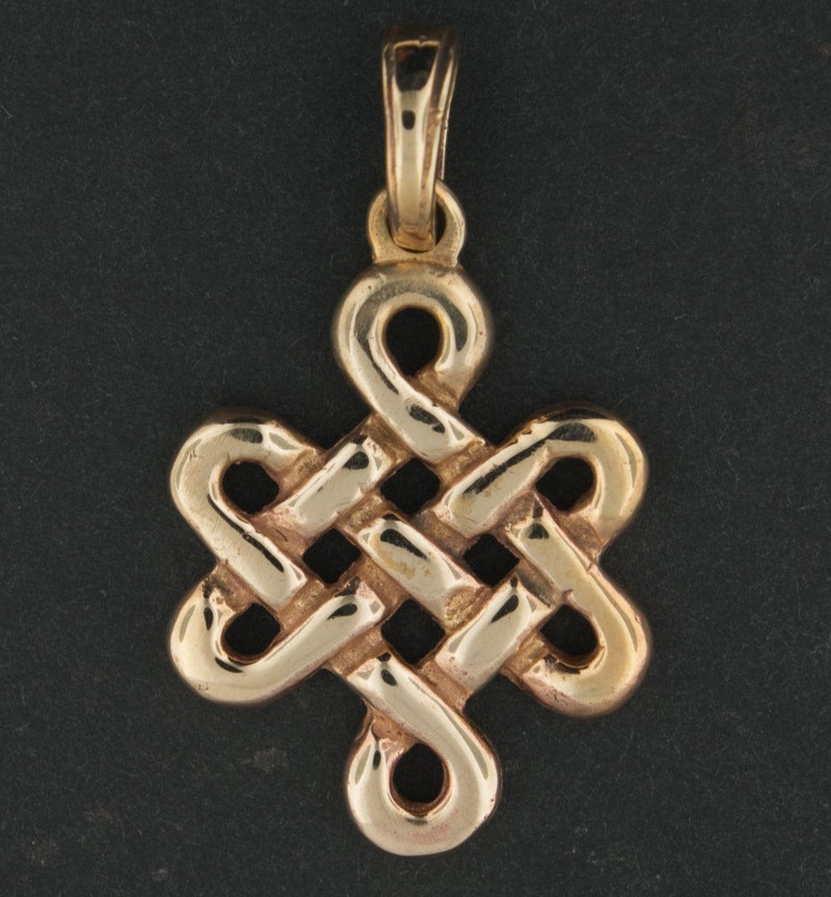 Grand pendentif noeud sans fin en argent sterling ou bronze antique