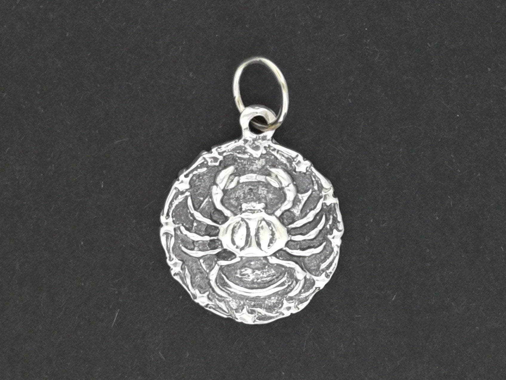 Zodiac Medallion Cancer in Sterling Silver and Antique Bronze, Silver Zodiac Medallion, Silver Zodiac Jewelry, Silver Zodiac Jewellery, Bronze Zodiac Pendant, Bronze Zodiac Jewelry, Silver Cancer Pendant, Silver Cancer Medallion, Cancer Zodiac Sign Pendant, Silver Retro Jewelry, Silver Retro Jewellery, Bronze Retro Jewelry, Bronze retro Jewellery, Cancer Zodiac Pendant, Birthstign Jewelry gift