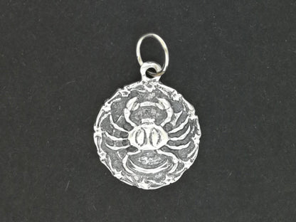 Zodiac Medallion Cancer in Sterling Silver and Antique Bronze