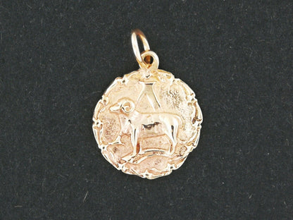Médaillon du zodiaque Bélier en Argent Massif et Bronze Antique