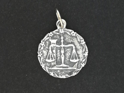 Zodiac Medallion Libra in Sterling Silver or Antique Bronze