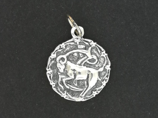 Zodiac Medallion Capricorn in Sterling Silver or Antique Bronze
