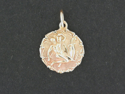 Zodiac Medallion Aquarius in Sterling Silver or Antique Bronze