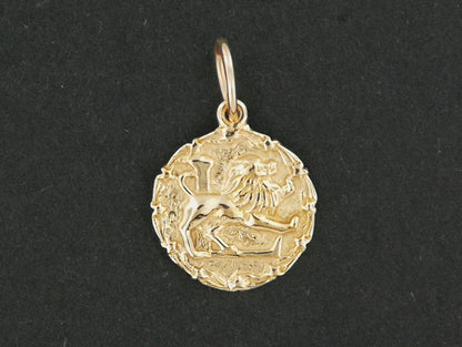 Zodiac Medallion Leo in Sterling Silver or Antique Bronze