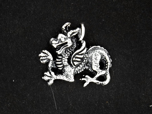 Medieval Dragon Charm in Sterling Silver or Antique Bronze
