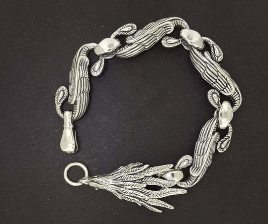 Chinese Phoenix Bracelet in Sterling Silver or Antique Bronze made to order