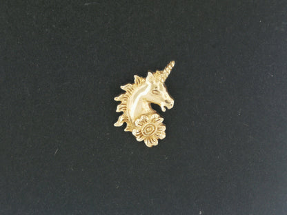 Breloque tête de licorne en argent sterling ou bronze antique