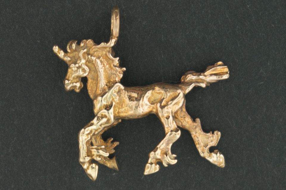 Breloque licorne 3D en argent sterling ou bronze antique