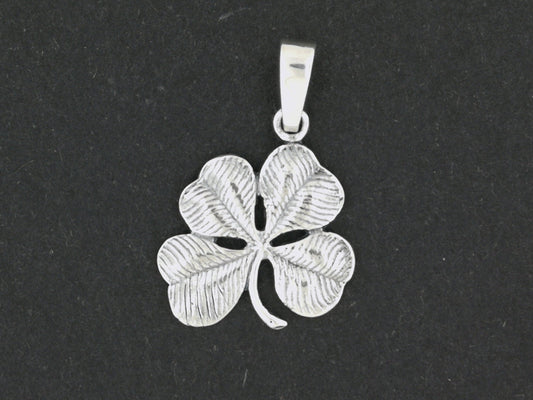Large Four-Leaf Clover Pendant in Sterling Silver or Antique Bronze