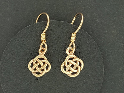 Small Endless Knotwork Dangle Earrings in Sterling Silver or Antique Bronze