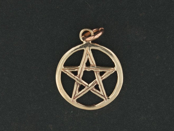 Small Two Sided Pentacle Pendant in Sterling Silver or Antique Bronze