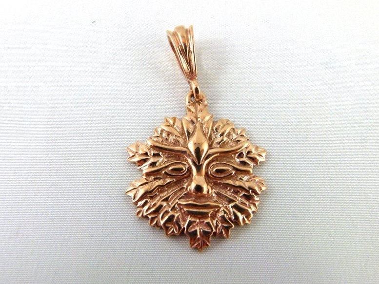 Green Man Pendant  in Sterling Silver or Antique Bronze