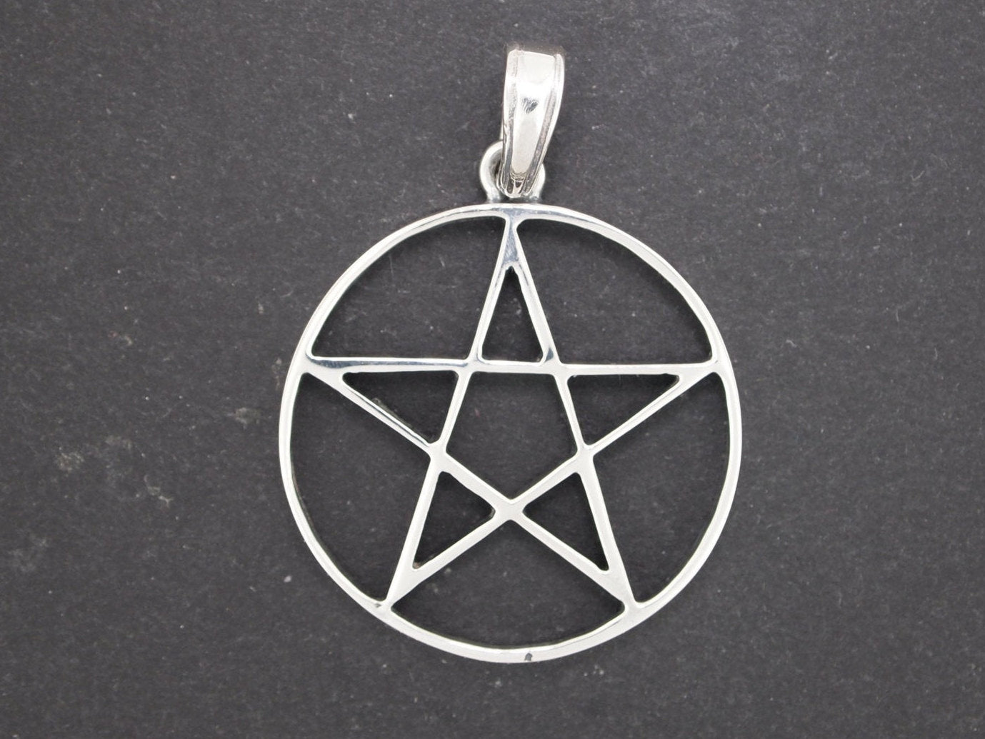 Large Pentacle Pendant in 925 Silver or Bronze, Pentacle Charm Jewelry, Witches Star Pendant Necklace, Jewellery Gift for Wicca Pagan, Sterling Silver Pentacle Pendant, Silver Pentacle Charm, Large Silver Pentacle Pendant, Pagan Pentacle Charm