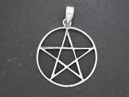 Large Pentacle Pendant in 925 Silver or Bronze, Pentacle Charm Jewelry, Witches Star Pendant Necklace, Jewellery Gift for Wicca Pagan, Sterling Silver Pentacle Pendant, Silver Pentacle Charm, Large Silver Pentacle Pendant, Pagan Pentacle Charm