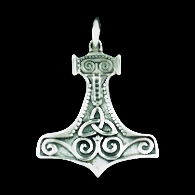 Classic Thor's Hammer in Sterling Silver, Mjölnir Pendant, Viking Pendant, Silver Hammer Pendant, God of Thunder Pendant, Silver Viking Pendant, Silver Viking Jewelry, Silver Viking Charm, Silver Hammer Pendant, Thors Hammer Pendant