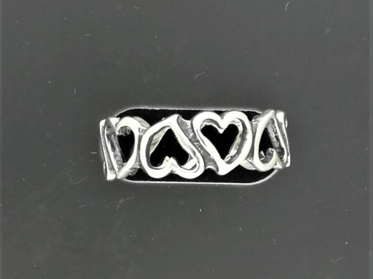 Linked Hearts Band in Sterling Silver or Antique Bronze