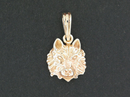 Wolf Head Charm Pendant in Sterling Silver or Antique Bronze