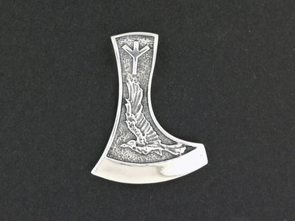 Pendentif tête de hache nordique en argent sterling ou bronze antique