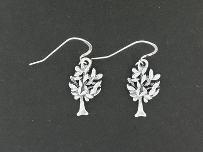 Boucles d'oreilles pendantes arbre en argent sterling ou bronze antique