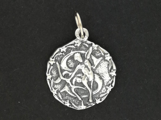 Zodiac Medallion Sagittarius in Sterling Silver or Antique Bronze
