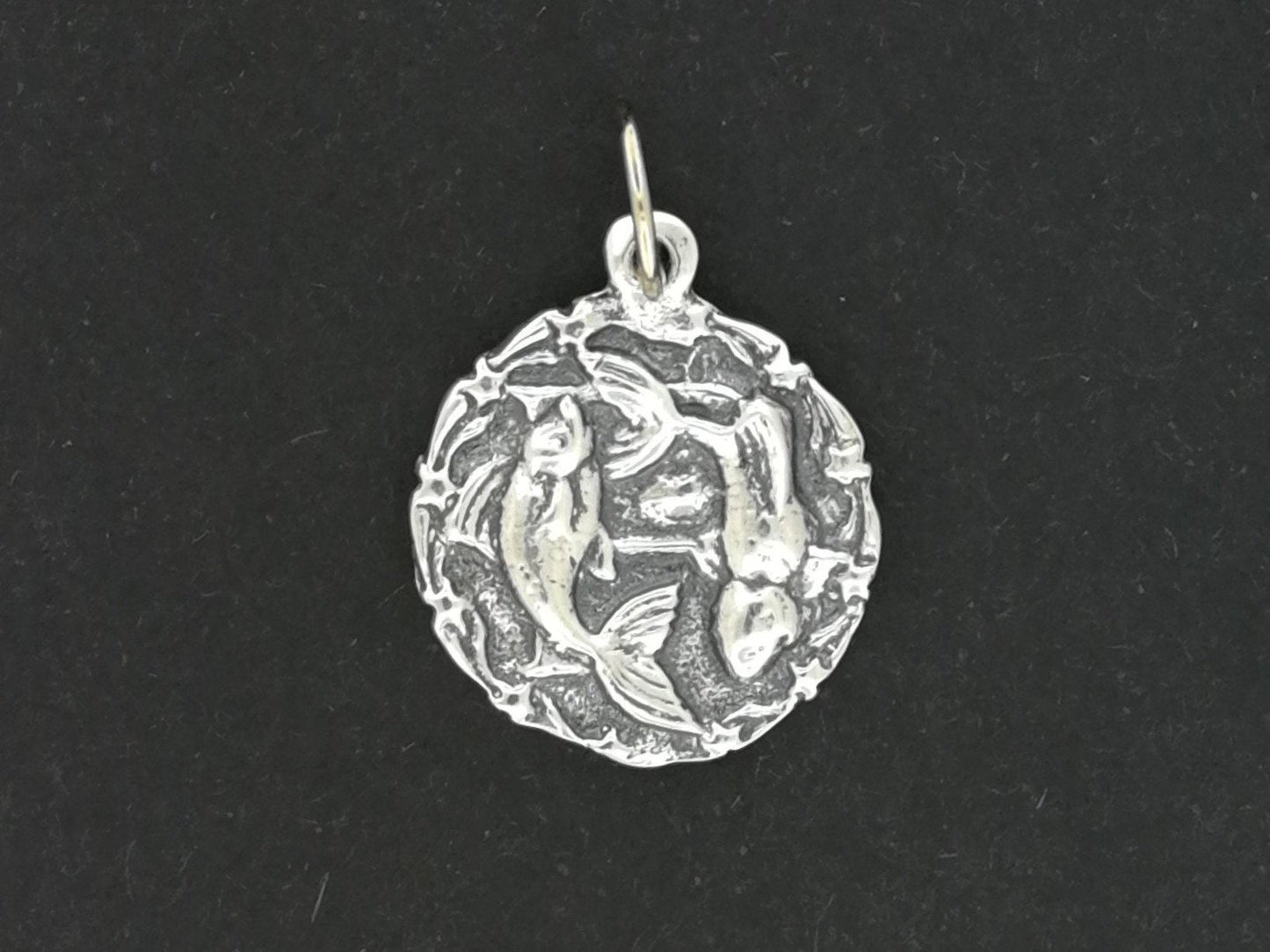 Zodiac Medallion Pisces in Sterling Silver or Antique Bronze