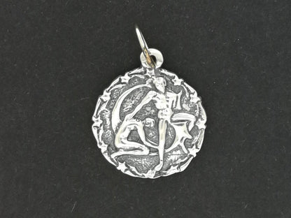 Médaillon du zodiaque Gémeaux en argent sterling ou bronze antique