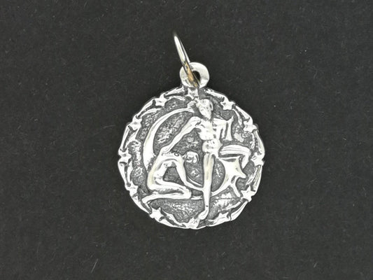 Zodiac Medallion Gemini in Sterling Silver or Antique Bronze