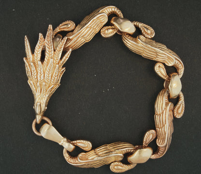 Chinese Phoenix Bracelet in Sterling Silver or Antique Bronze made to order