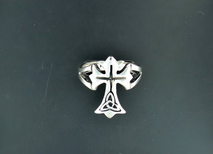 Celtic Cross Ring in sterling silver, silver Triquetra Ring, silver Cross Ring, Antique silver Cross Ring, Celtic Cross Ring, Irish Cross Ring, Celtic Cross Jewelry, Celtic Cross Jewellery, silver Trinity Knot Ring, silver Irish Ring