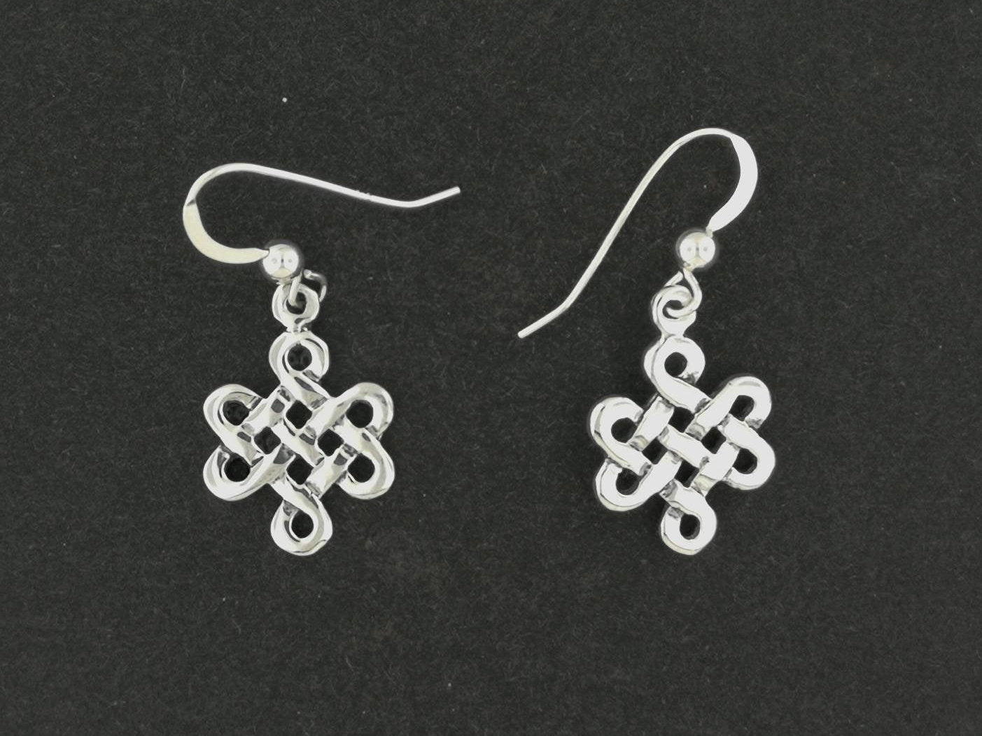 Small Endless Knot Earrings in Sterling Silver or Antique Bronze