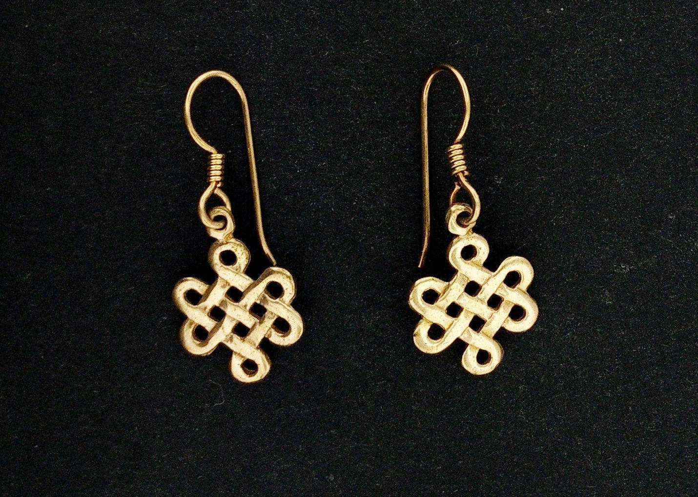 Small Endless Knot Earrings in Sterling Silver or Antique Bronze
