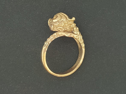 Vintage Stylized Koi Ring in antique bronze, antique bronze Koi Ring, Koi Fish Ring, bronze Goldfish Ring, Goldfish Ring, 3D Koi Ring, 3D Fish Ring, bronze Fish Ring, Good Luck Ring, Lucky Fish Ring, Good Luck Koi Ring, Koi Ring In antique bronze