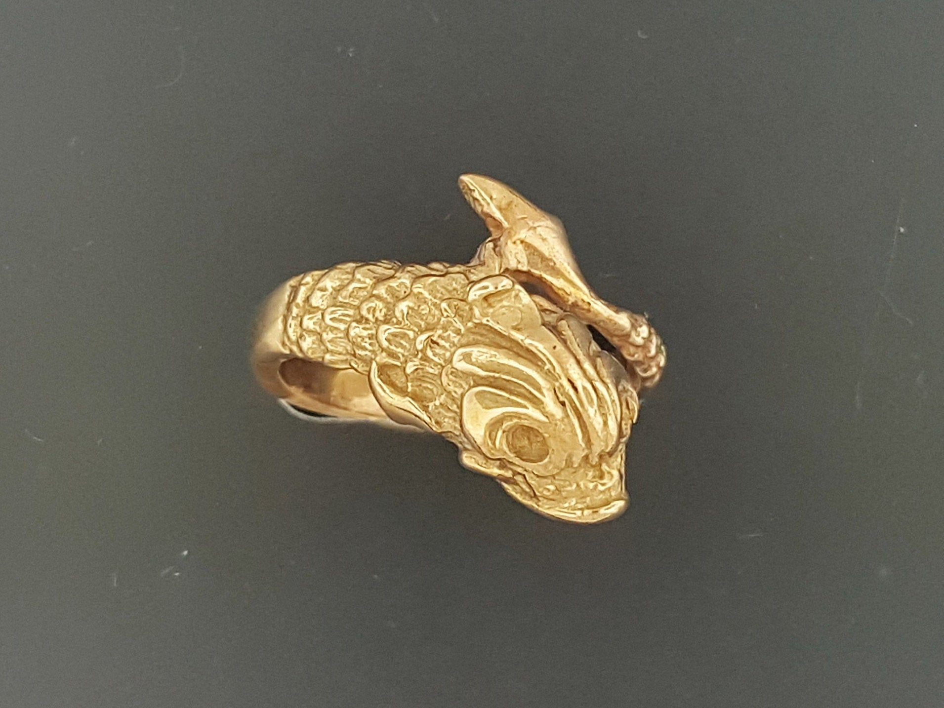 Vintage Stylized Koi Ring in Sterling Silver or Antique Bronze, Sterling Silver Koi Ring, Antique Bronze Koi Ring, Silver Goldfish Ring, Bronze Goldfish Ring, 3D Koi Ring, 3D Fish Ring, Silver Fish Ring, Bronze Fish Ring, Good Luck Ring, Lucky Fish Ring, Good Luck Koi Ring, Koi Ring In Sterling Silver, Koi Ring In Antique Bronze