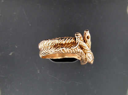 Vintage Style Twin Snakes Ring in Sterling Silver or Antique Bronze