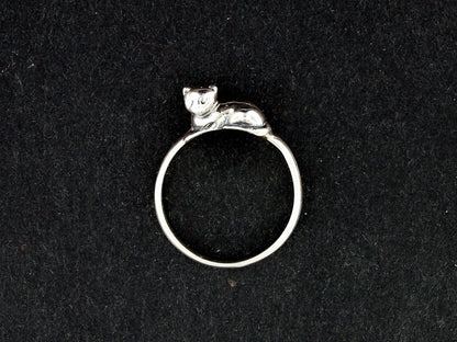 Small 3D Cat Ring in Sterling Silver