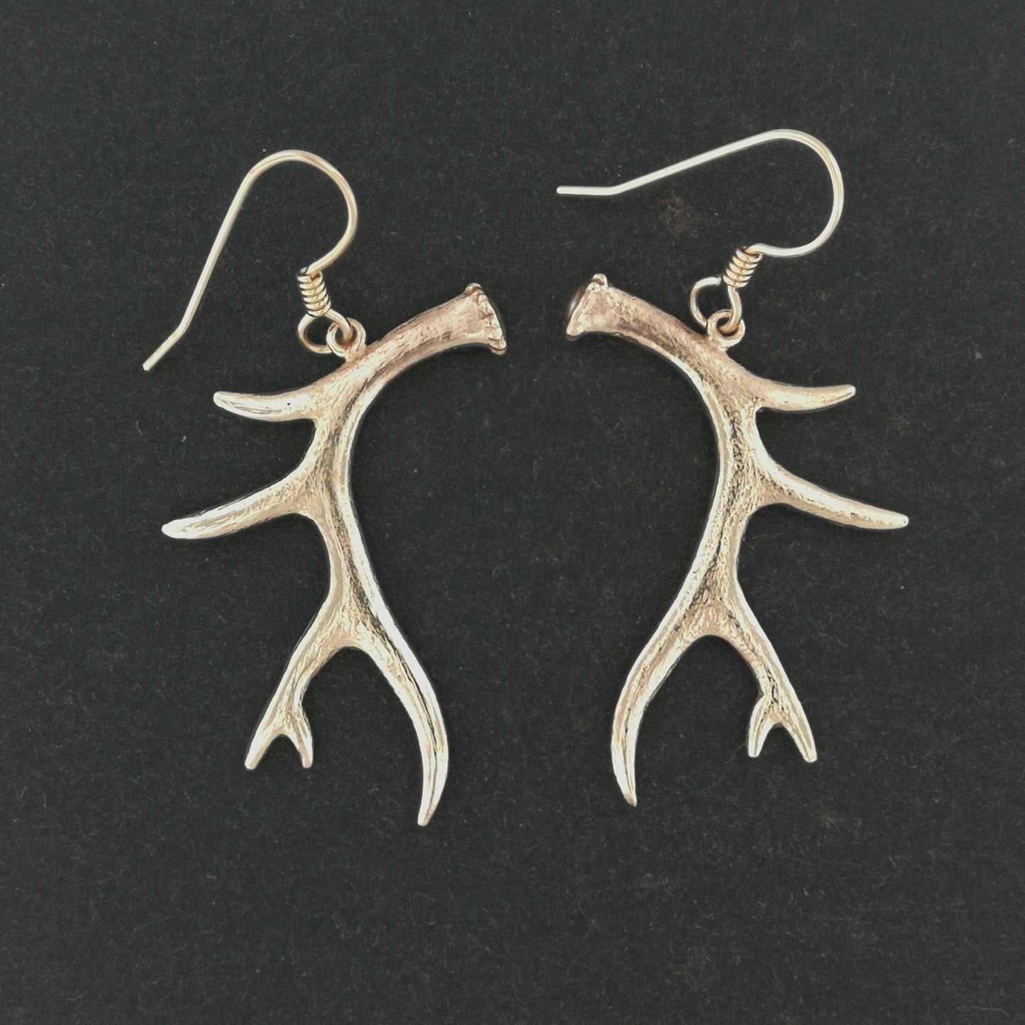 Boucles d'oreilles en bois de cerf en argent sterling ou bronze antique