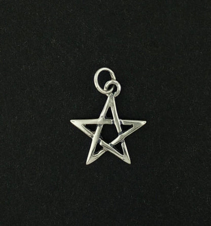 Small Pentagram Star Charm in Sterling Silver or Antique Bronze