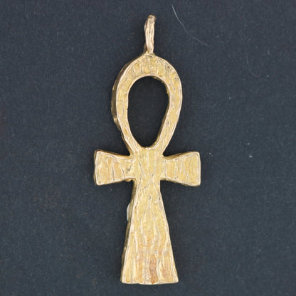 Large Textured Ankh Pendant in Sterling Silver or Antique Bronze