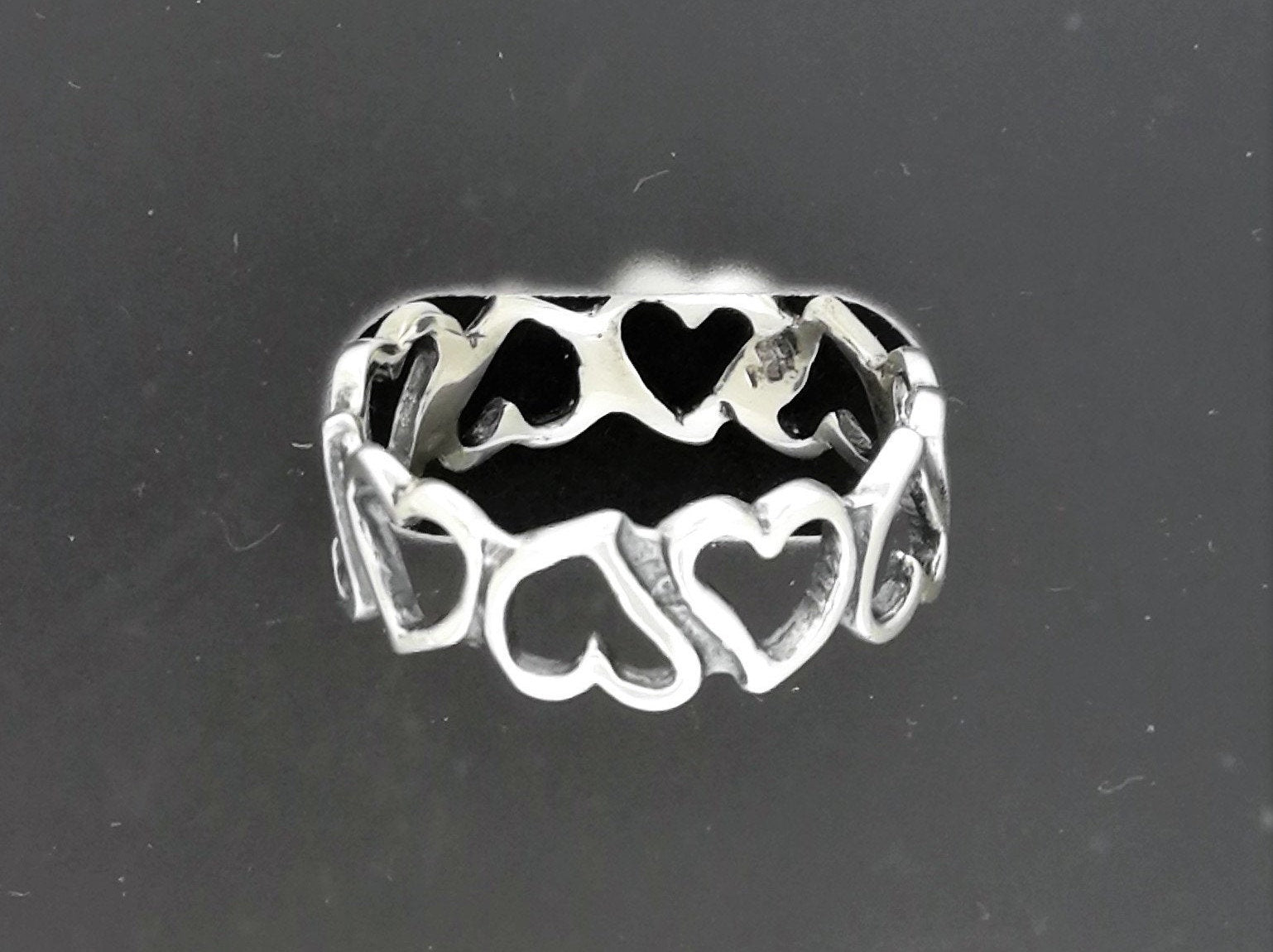 Linked Hearts Band in Sterling Silver or Antique Bronze, Sterling Silver Band, Silver Heart Ring, Bronze Heart Ring, Antique Bronze Band, Silver Love Ring, Bronze Love Ring, Endless Heart Ring, Silver Everyday Ring, Bronze Everyday Ring, Silver Hearts Ring, Bronze Hearts Ring, Romantic Ring Gift, Friendship Ring Gift, Ring Gift For Daughter, Ring Gift For Her