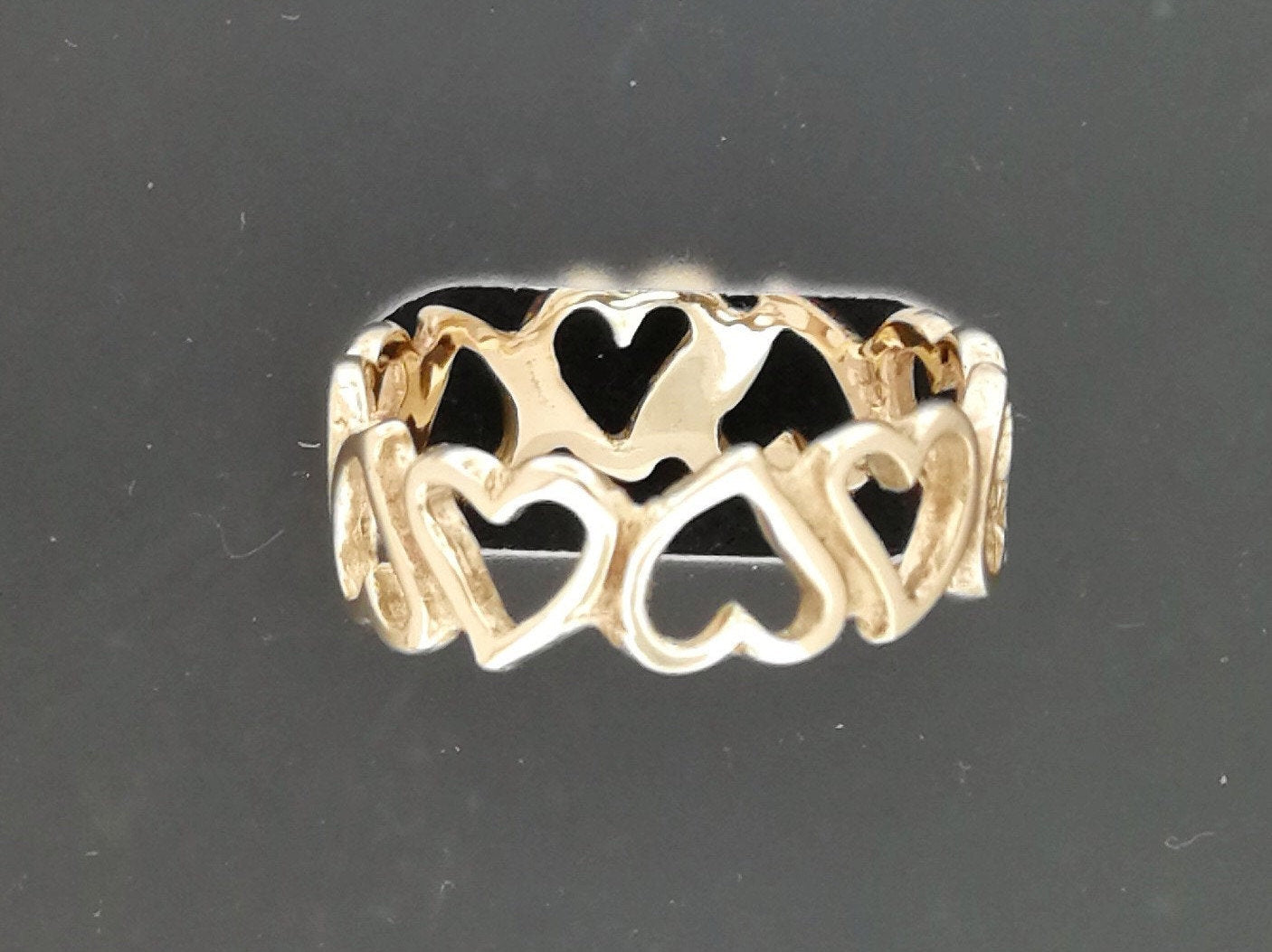 Linked Hearts Band in Sterling Silver or Antique Bronze, Sterling Silver Band, Silver Heart Ring, Bronze Heart Ring, Antique Bronze Band, Silver Love Ring, Bronze Love Ring, Endless Heart Ring, Silver Everyday Ring, Bronze Everyday Ring, Silver Hearts Ring, Bronze Hearts Ring, Romantic Ring Gift, Friendship Ring Gift, Ring Gift For Daughter, Ring Gift For Her